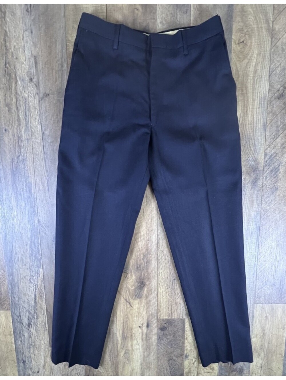 Vintage 70s Slacks Pants Mens 27 x 27 Permanent Press USA Navy Talon Zipper